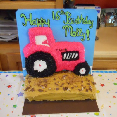 Pink Tractor Birthday Cake