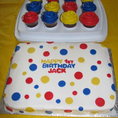 Blue, Yellow And Red Polka Dots