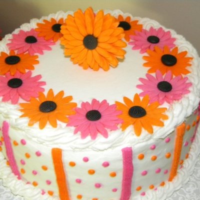 Pink / Orange Gerber Daisy Cake