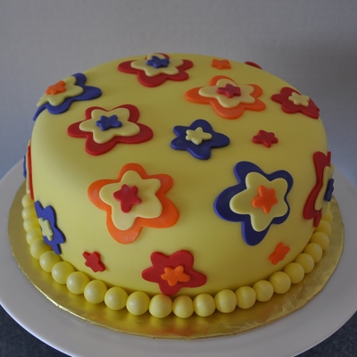 Yellow With Flowers Cake