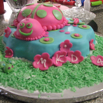 Lady Bug "garden" Birthday Cake