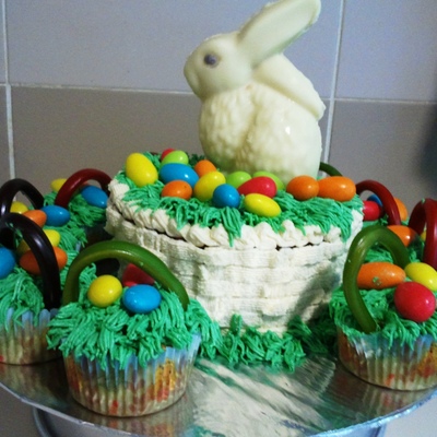 Easter Bunny & Eggs In A Basket