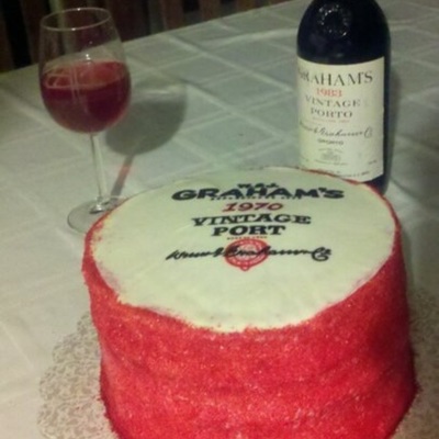 Red Velvet Port Label Cake
