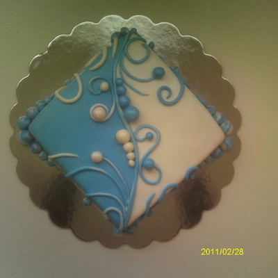 Blue And White Birthday Cake