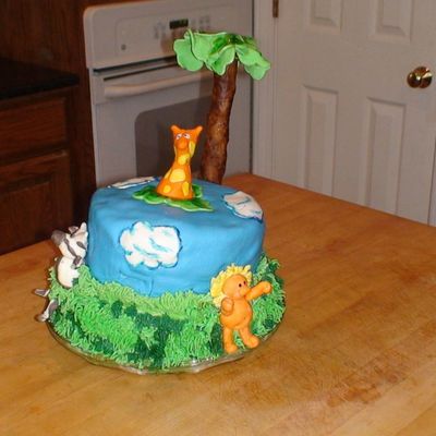 Jungle Animals Tiered Cake Made By A 9 Year Old