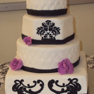 Damask Black & White Cake