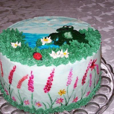 Painted Buttercream On Orange Grandmarinier Cake