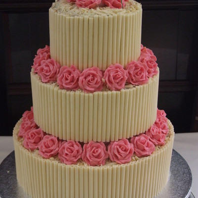 Chocolate Cigarello And Chocolate Rose Wedding Cake