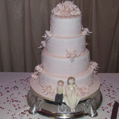 4 Tier Stacked Rose Wedding Cake