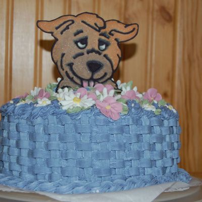 Puppy In A Flower Basket