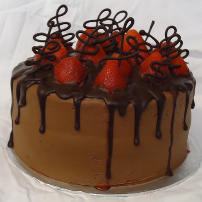 Chocolate Strawberry Cake With Chocolate Ganache