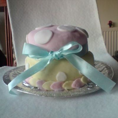 Polka Dot Pink And Yellow Cake
