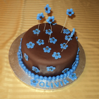Chocolate And Blue Birthday Cake