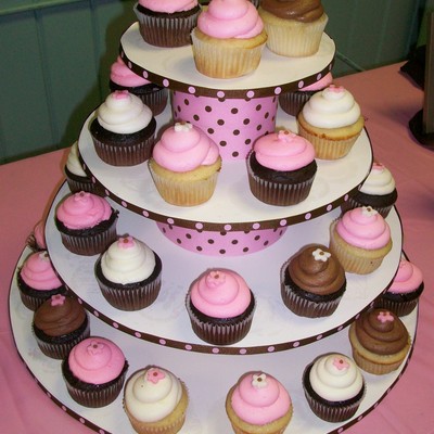 Pink And Brown Cupcake Tower