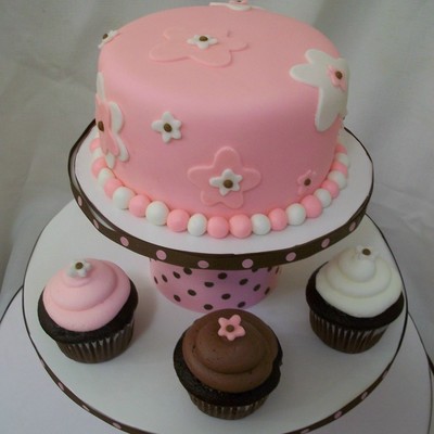 Brown And Pink Themed Baby Shower Tower