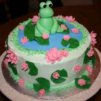 Frog And Lily Pads Baby Shower Cake