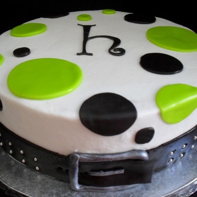 Green And Black Polka Dot Buckle Cake