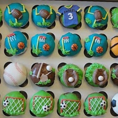 Various Ball Themed Cupcakes