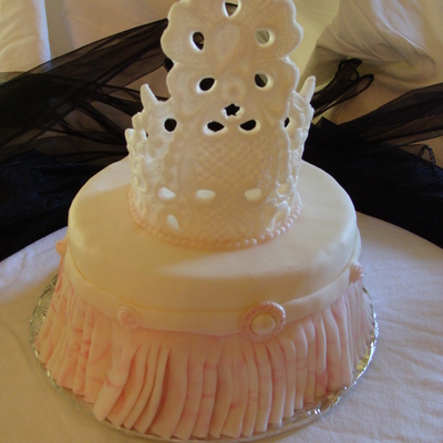 Pleated Pink Cake W/ Tiara
