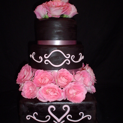 Pink & Brown Wedding Cake