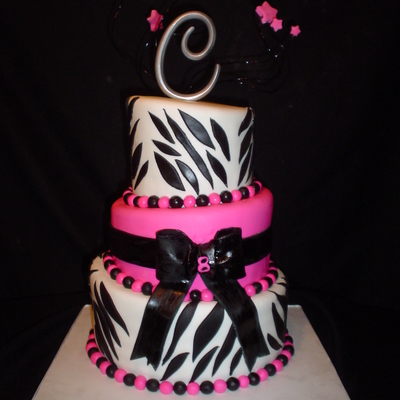 Pink & Black Zebra Cake