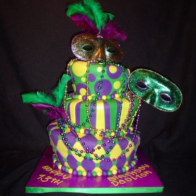 Mardi Gras Bar Mitzvah Cake