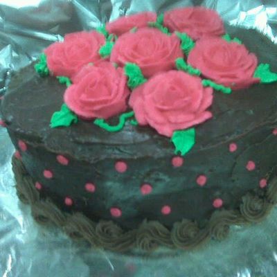 Roses On Chocolate Ganache Orange Cake