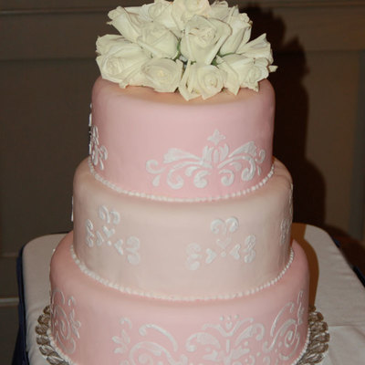 Pink & White Scroll Cake