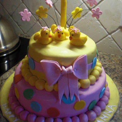 Little Girl's 1St Birthday Cake
