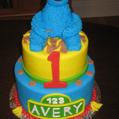 Cookie Monster & Bananas Birthday Cake