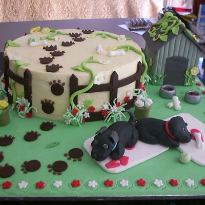 Black Labrador Engagement Cake