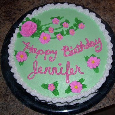 Birthday Cake With Pink Royal Icing Flowers
