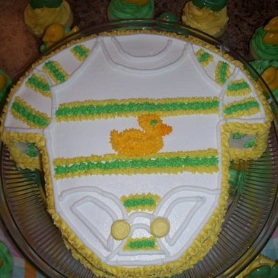 Baby Shower Onesie Duck Theme With Cupcakes