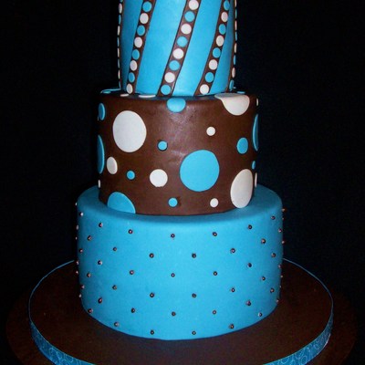 Blue And Brown Wedding Cake