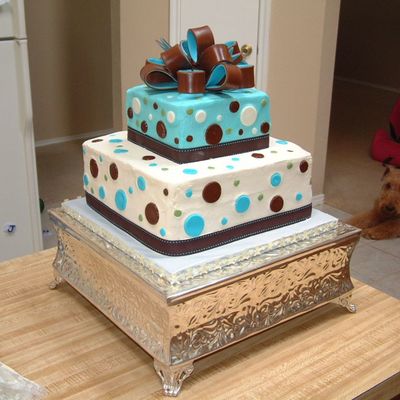 Brown And Blue Baby Shower Cake