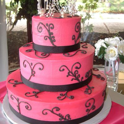 Pink And Black Wedding Cake