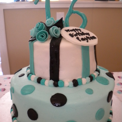 Teal And Black 16Th Birthday Cake