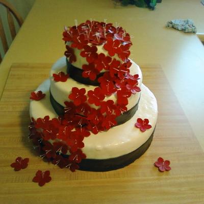 Black White Red Wedding Cake