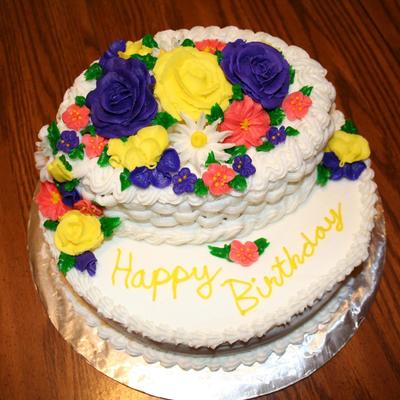 Cascading Spring Flowers Birthday Cake