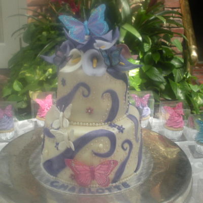 Girly Calla Lilly Butterfly Communion Cake