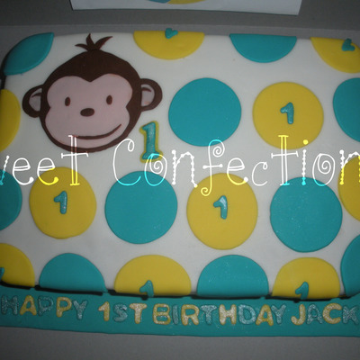 Mod Monkey First Birthday Cake