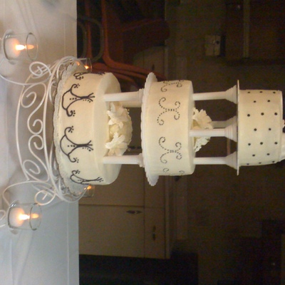 Round Black And White Buttercream Wedding Cake
