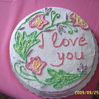 Anniversary Cake With Brush Embroidery