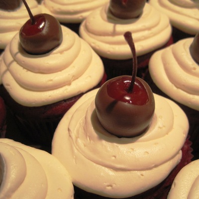 Chocolate Covered Cherry Red Velvet Cupcakes