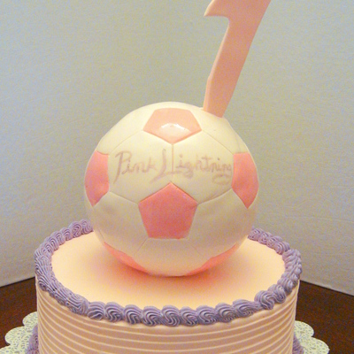 Pink Lightning Soccer Cake