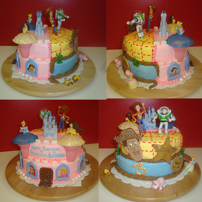 Toy Story & Princess Castle Cake