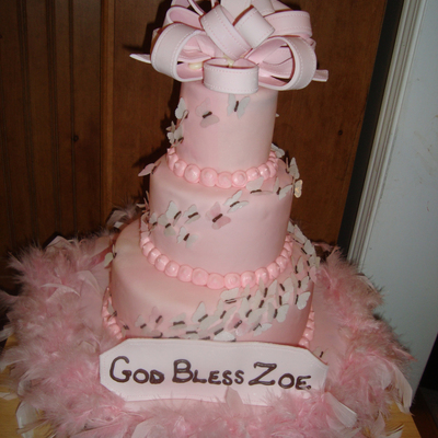 Pink Butterfly Baptism Cake