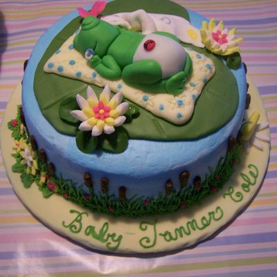 Frog Theme Baby Shower Cake