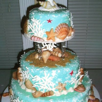 Beach Theme Wedding Cake