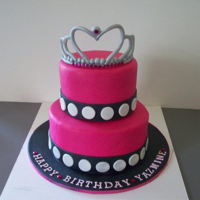 Black, White, Pink Birthday Cake